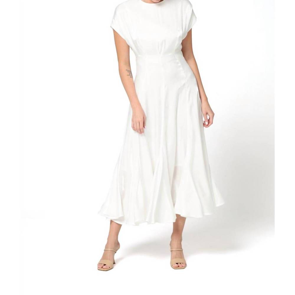 NEW BARUNI aimee satin midi dress in white